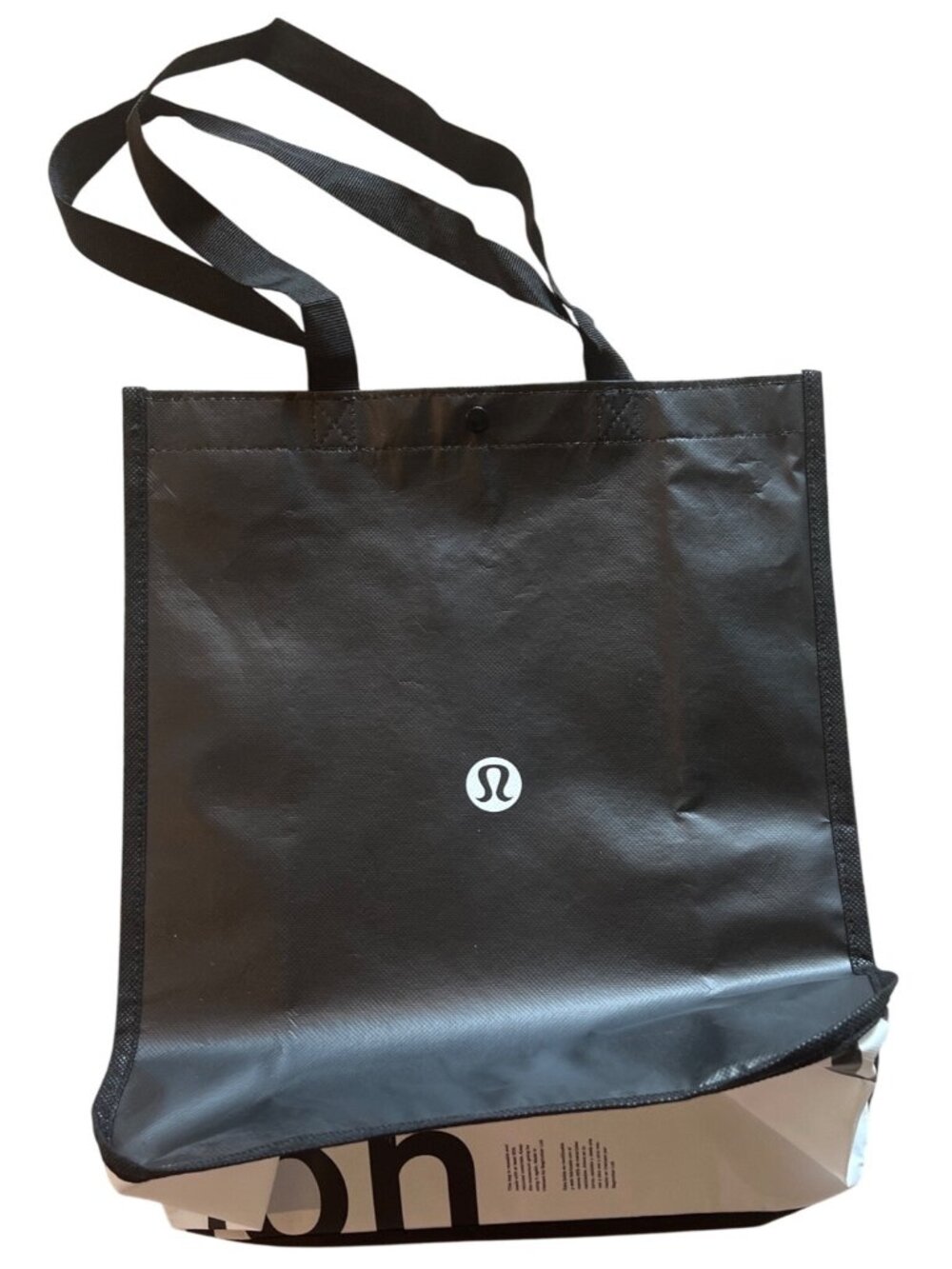 Lululemon black white reusable tote shopping bag